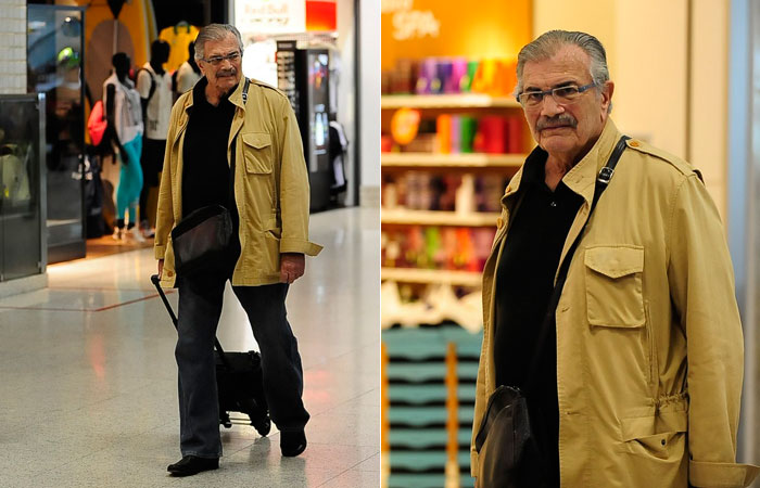 Tarcísio Meira embarca no aeroporto Santos Dumont