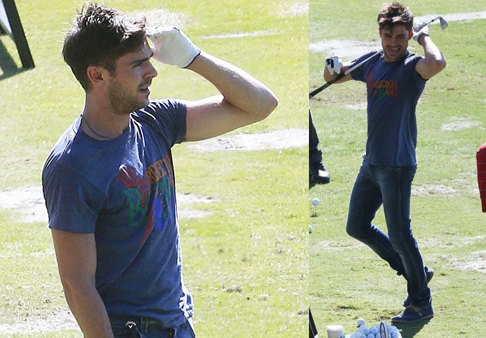 Zac Efron comemora aniversário jogando golfe