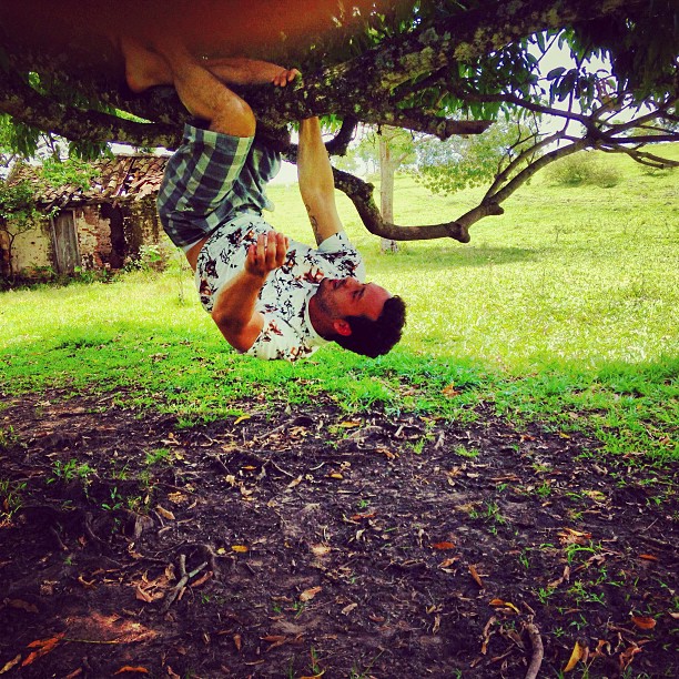 Levado, Rodrigo Andrade sobe em árvore na casa antiga casa da bisavó