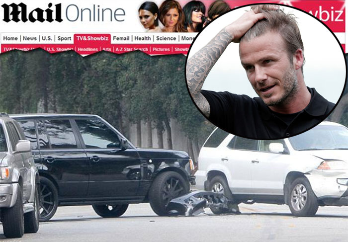 David Beckham sofre acidente de automóvel na porta de casa