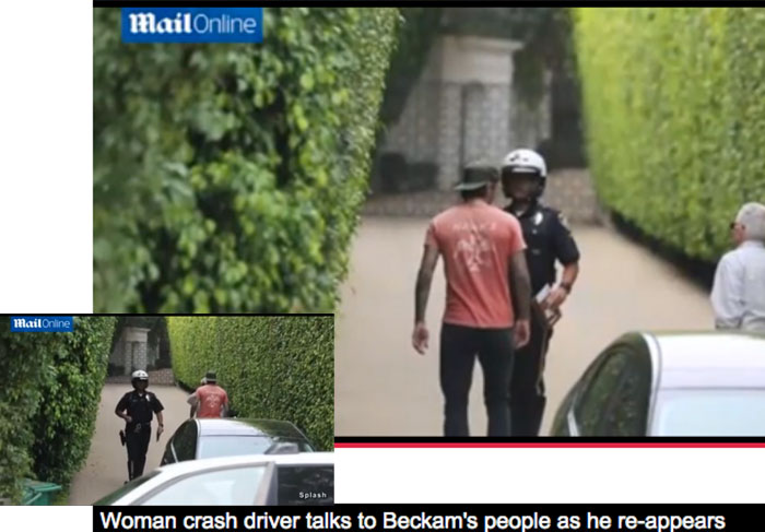 David Beckham sofre acidente de automóvel na porta de casa