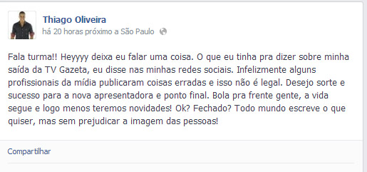 Apresentador da TV Gazeta é demitido após comandar programa