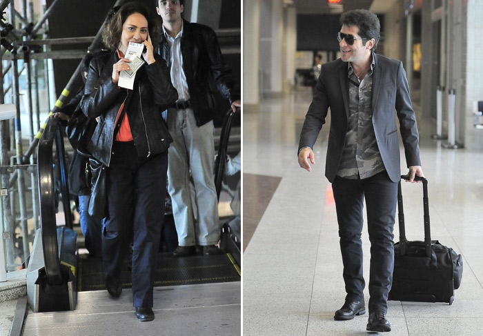 Eliane Giardini e Daniel embarcam em aeroporto do Rio