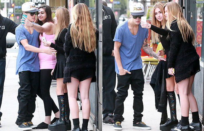 Justin Bieber faz a alegria das fãs durante compras, em Los Angeles