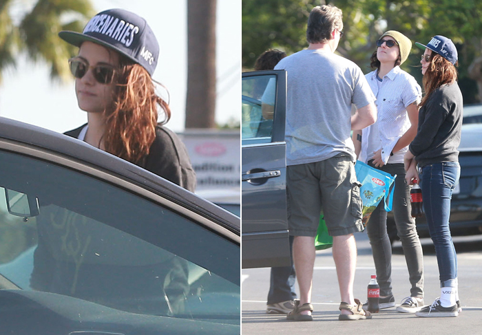 Kristen Stewart tem encontro suspeito com casal em estacionamento