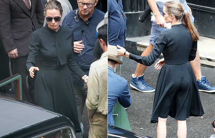 Vestido deixa os contornos do corpo de Angelina Jolie em evidência, na Austrália