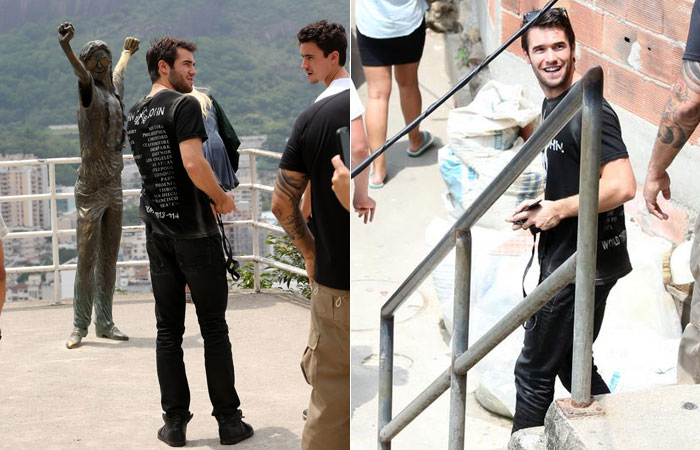 Joshua Bowman visita o Morro Dona Marta, no Rio 