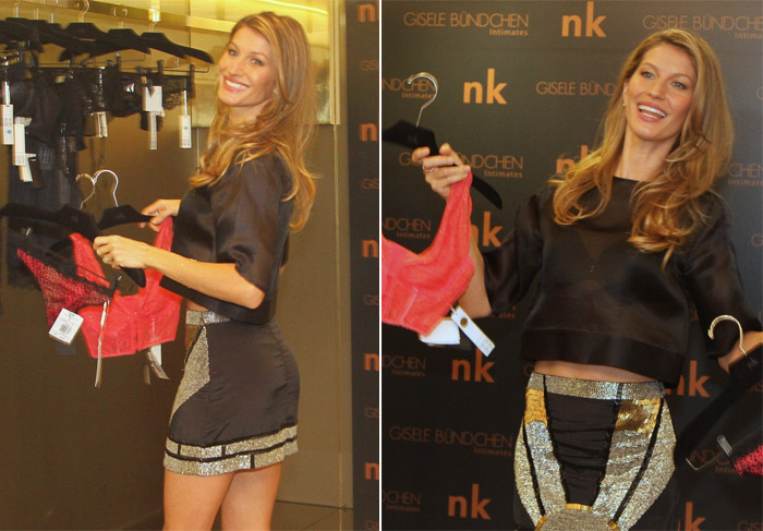 Gisele Bündchen lança linha de lingerie em shopping paulista