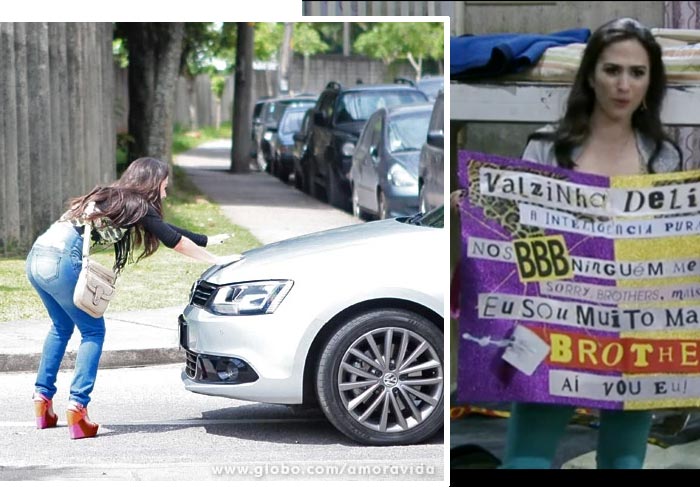 Amor à Vida: Querendo entrar no BBB, Valdirene se joga no carro de Boninho