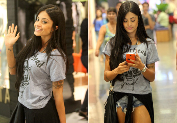 Aline Riscado passeia por shopping carioca