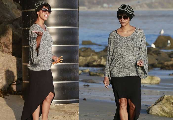 Halle Berry passeia na praia com a filha Nahla 