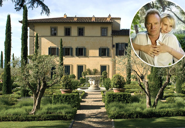 Luxo total, se hospedar na Villa Il Palácio, que pertence a Sting e sua mulher, Trudie Styler. A propriedade está localizada em Figline Valdarno, uma pequena cidade ao sul de Florença, no Centro da Itália. 