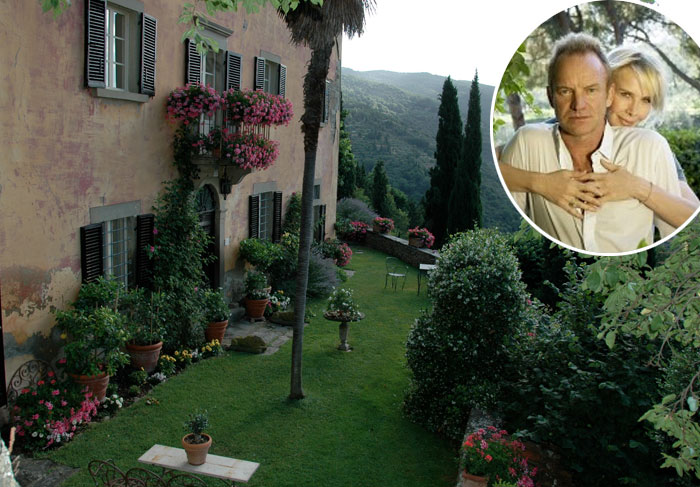 Luxo total, se hospedar na Villa Il Palácio, que pertence a Sting e sua mulher, Trudie Styler. A propriedade está localizada em Figline Valdarno, uma pequena cidade ao sul de Florença, no Centro da Itália. 