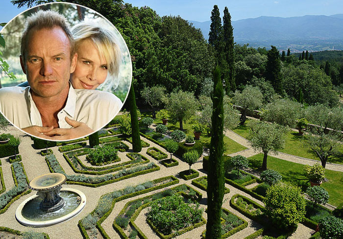 Luxo total, se hospedar na Villa Il Palácio, que pertence a Sting e sua mulher, Trudie Styler. A propriedade está localizada em Figline Valdarno, uma pequena cidade ao sul de Florença, no Centro da Itália. -