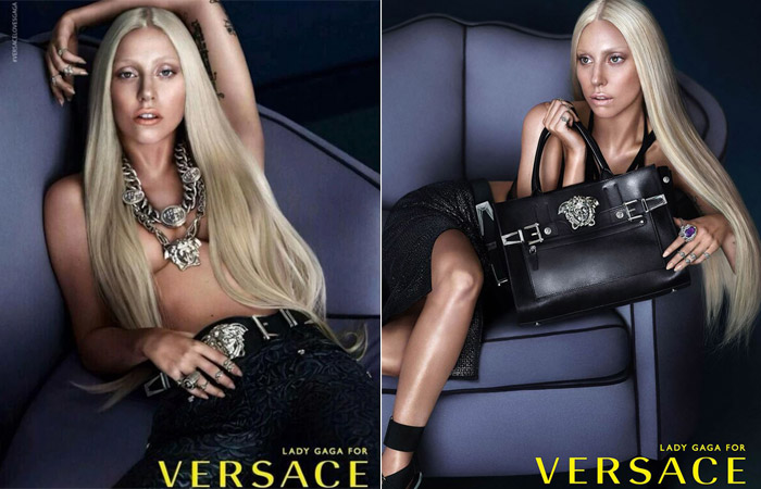 Lady Gaga faz topless para nova campanha da Versace