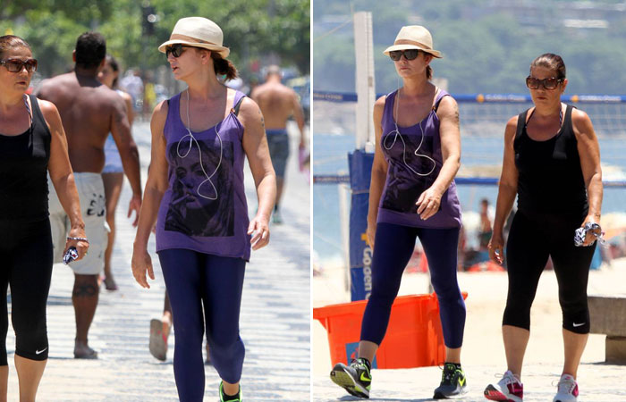  Luiza Brunet caminha pelo calçadão de Ipanema no Rio