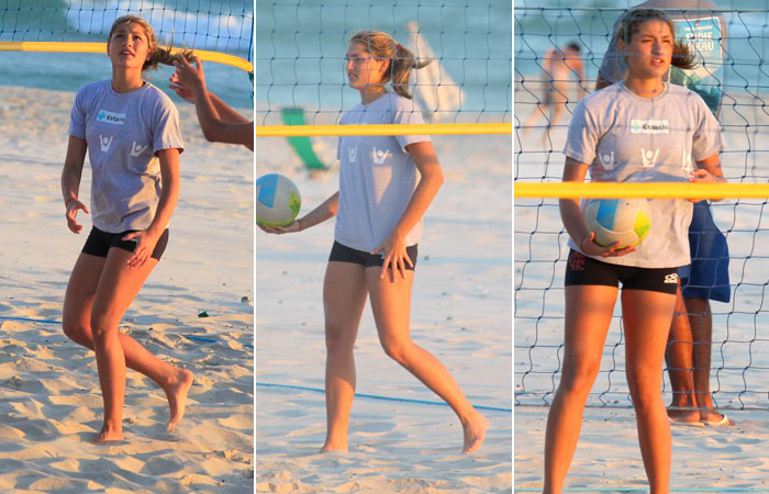 Sasha Meneghel treina vôlei em praia do Rio