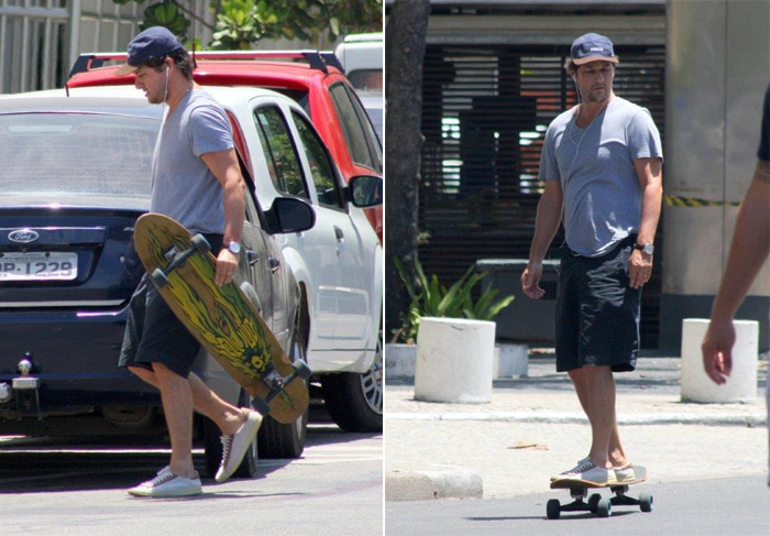 Marcelo Serrado anda de Skate na orla de Copacabana