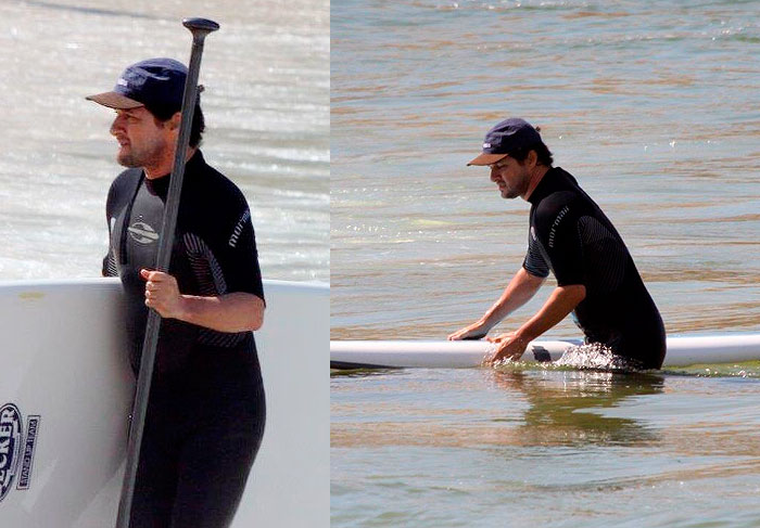 Marcelo Serrado pratica Stand Up Paddle na praia do Arpoador