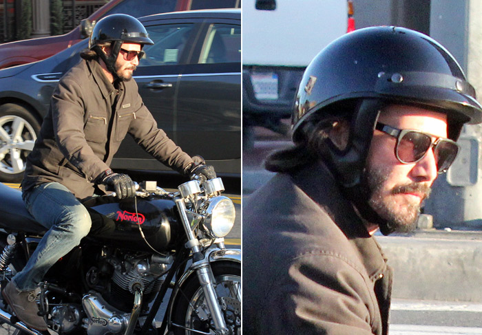 Keanu Reeves mostra o seu lado bad boy em passeio de moto