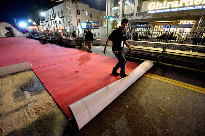 Preparativos para o Oscar 2014: O tapete vermelho do Dolby Theatre em Los Angeles