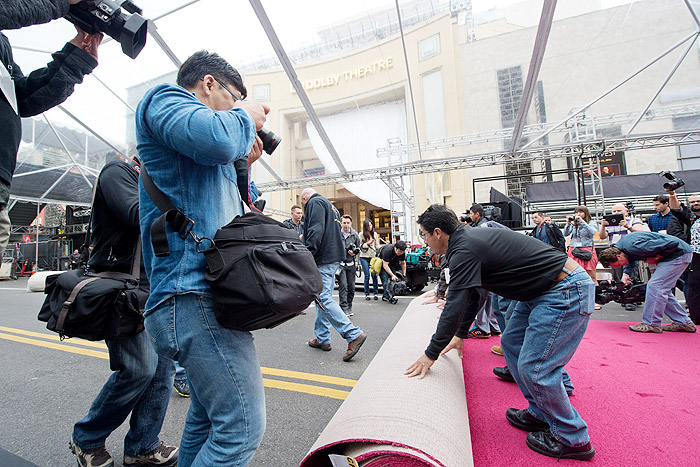 Preparativos para o Oscar 2014: O tapete vermelho do Dolby Theatre em Los Angeles