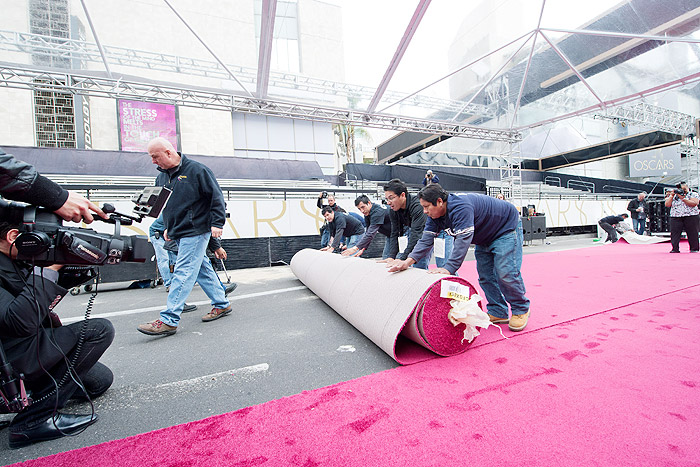 Preparativos para o Oscar 2014: O tapete vermelho do Dolby Theatre em Los Angeles