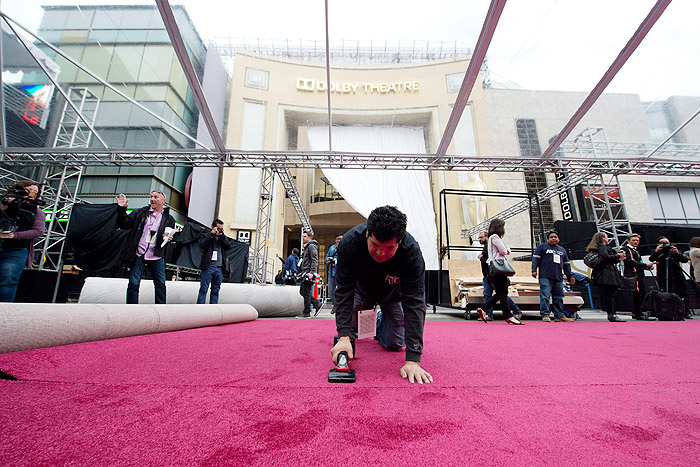 Preparativos para o Oscar 2014: O tapete vermelho do Dolby Theatre em Los Angeles