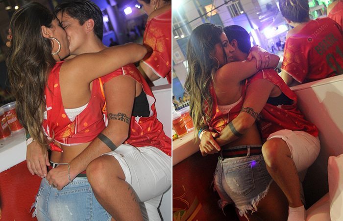 Thammy Miranda beija muito em camarote em Salvador