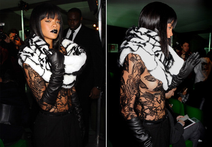 Rihanna aposta em look ousado no desfile de Gaultier