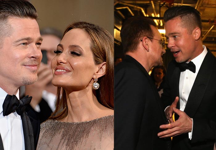 Brad Pitt comemora Oscar de 12 Anos de Escravidão com beijo de Angelina. 