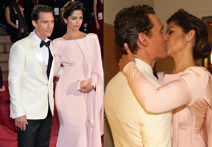 Camila Alves enche Matthew McConaughey de carinho na noite do Oscar