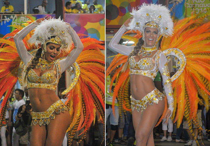 Carla Prata arrasa no desfile da Vila Brasil, na Marquês de Sapucaí