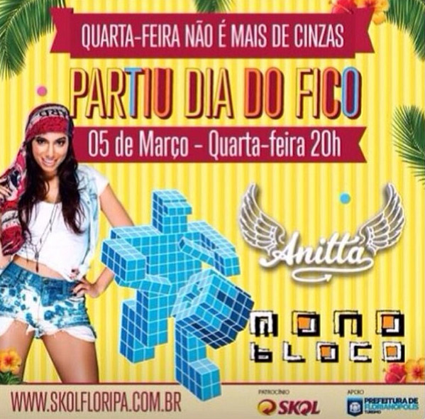 Anitta convida a galera para show pós-Carnaval em Floripa