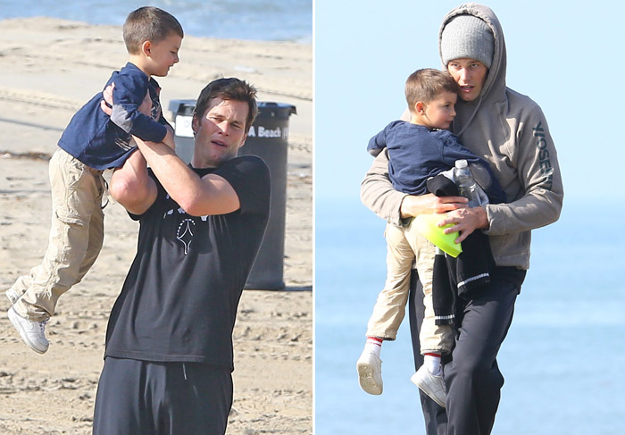  Tom Brady se diverte com o filho em praia de Los Angeles