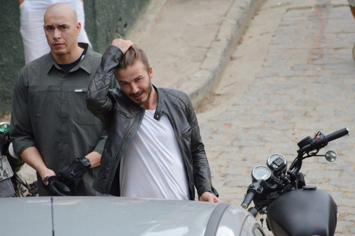 David Beckham visita a favela do Vidigal, no  Rio