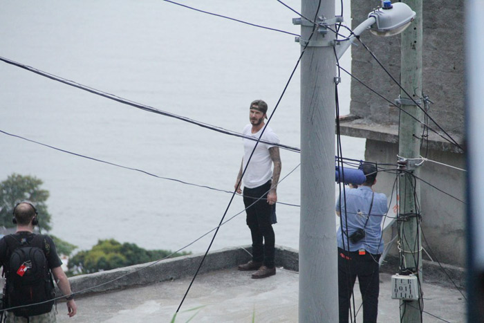 David Beckham visita a favela do Vidigal, no  Rio