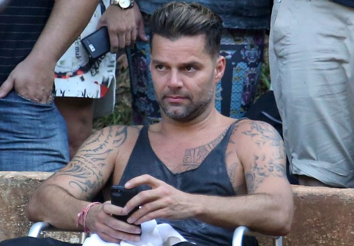 Ricky Martin em gravação de clipe, no Rio 