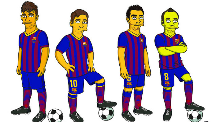 Neymar, Messi e outros jogadores do Barcelona viram personagens de Os Simpsons