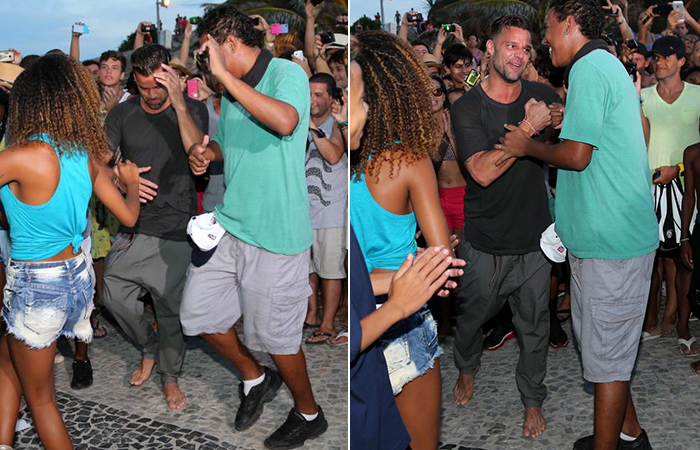 Ricky Martin improvisa passos de dança no Arpoador, Rio de Janeiro