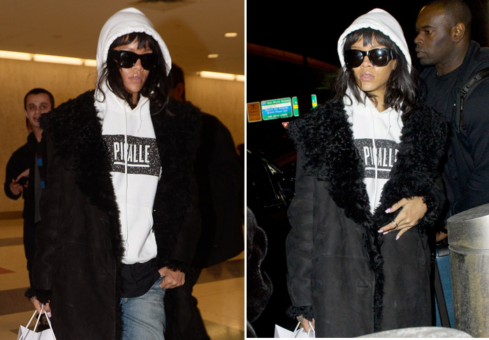 Rihanna quase passa despercebida em aeroporto de Nova York