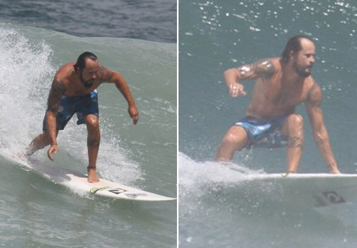 Paulo Vilhena exibe todo seu talento surfando na Prainha, no Rio de Janeiro