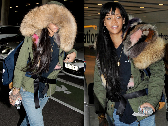 Rihanna se “esconde” atrás de capuz em aeroporto de Londres