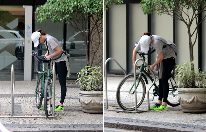 Julia Lemmertz usa bicicleta como transporte, no Rio