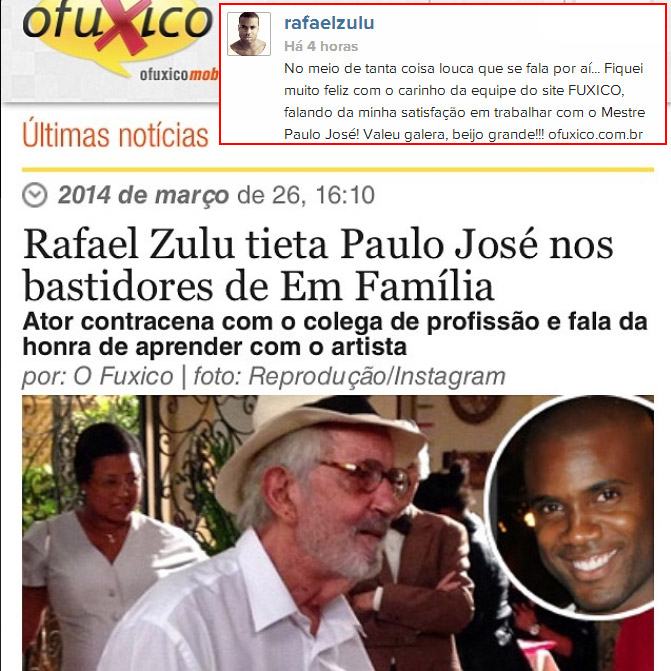 Rafael Zulu fala sobre a forma como seu trabalho é tratado pelo O Fuxico