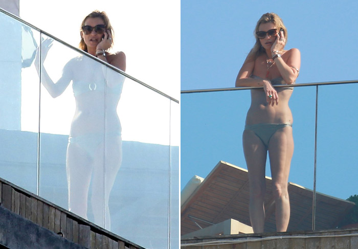 Kate Moss toma sol de biquíni em hotel no Rio de Janeiro