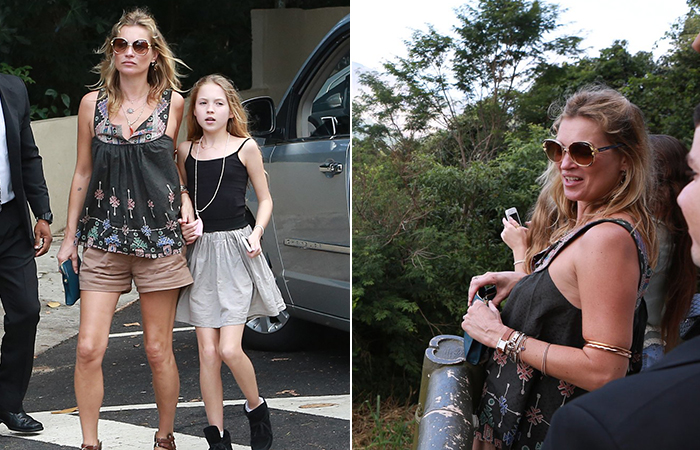 Kate Moss vai à Vista Chinesa, na Floresta da Tijuca, no Rio de Janeiro, com a filha