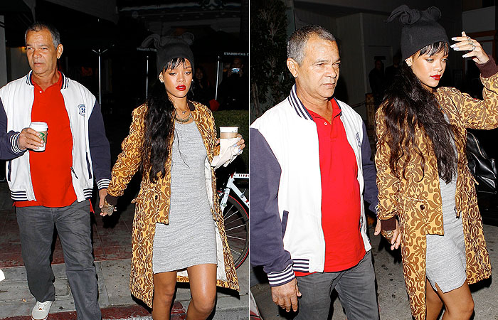 Rihanna passeia de mãos dadas com o pai em Los Angeles