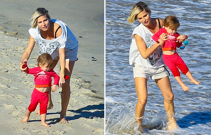 Elsa Pataky aproveita praia de Malibu com a filha India Rose