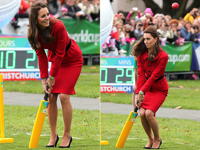 Kate Middleton joga críquete na Nova Zelândia
